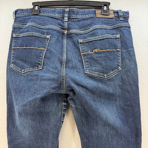 Lauren Jeans Co Women's Jeans 14P Dark Blue Logo Pocket Classic Straight - Picture 3 of 13